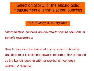 Selection of SiC for the electro-optic measurement of short electron bunches