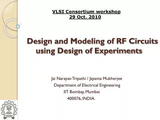 Design and Modeling of RF Circuits using Design of Experiments