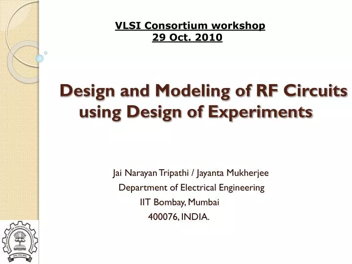 design and modeling of rf circuits using design of experiments