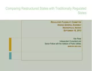 Comparing Restructured States with Traditionally Regulated States