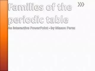 Families of the periodic table An interactive PowerPoint - by Mason Perez