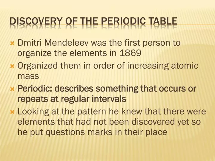 discovery of the periodic table