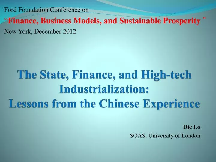 the state finance and high tech industrialization lessons from the chinese experience