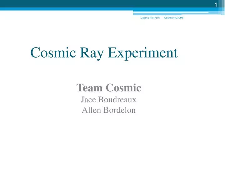 cosmic ray experiment
