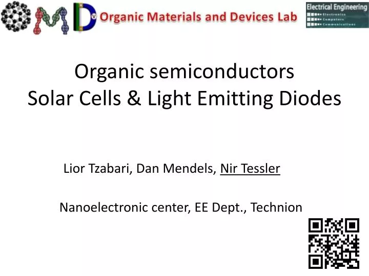 organic semiconductors solar cells light emitting diodes