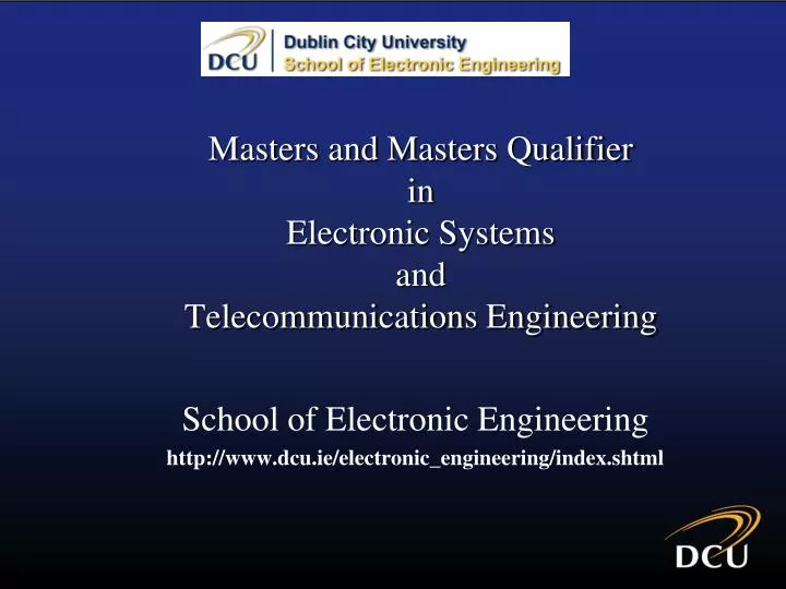 masters and masters qualifier in electronic systems and telecommunications engineering