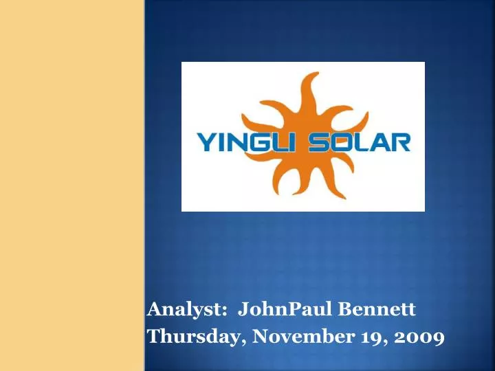 analyst johnpaul bennett thursday november 19 2009