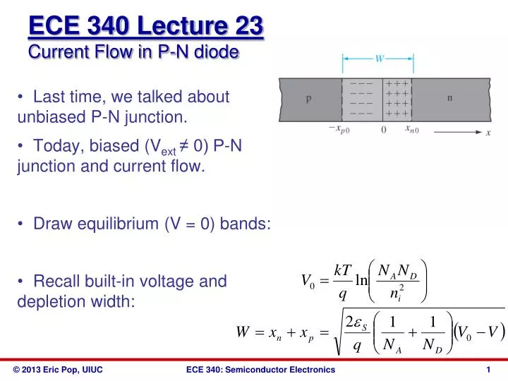 ece 340 lecture 23 current flow in p n diode
