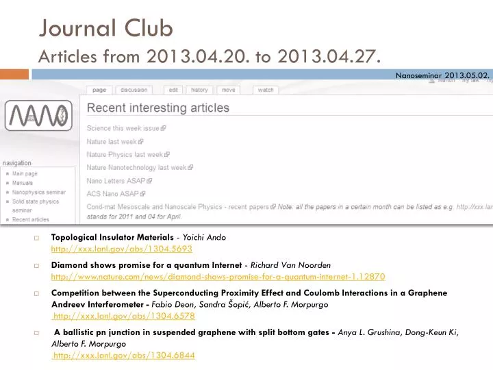 journal club articles from 2013 04 20 to 2013 04 27