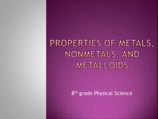 Properties of Metals, Nonmetals, and Metalloids