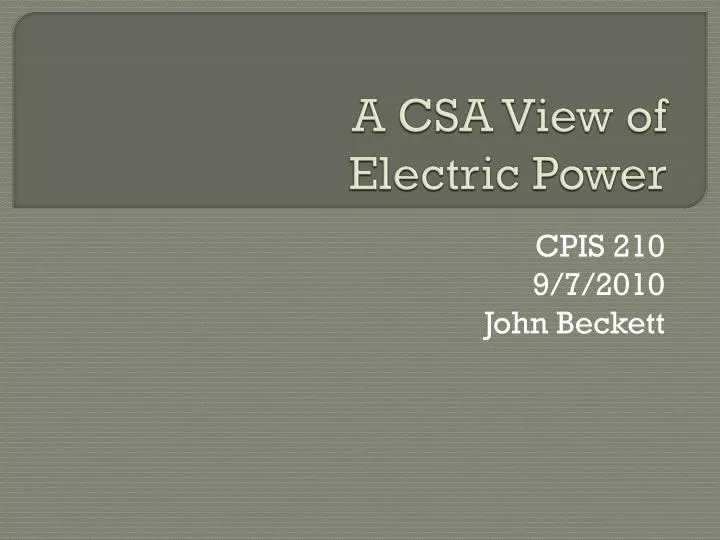 a csa view of electric power