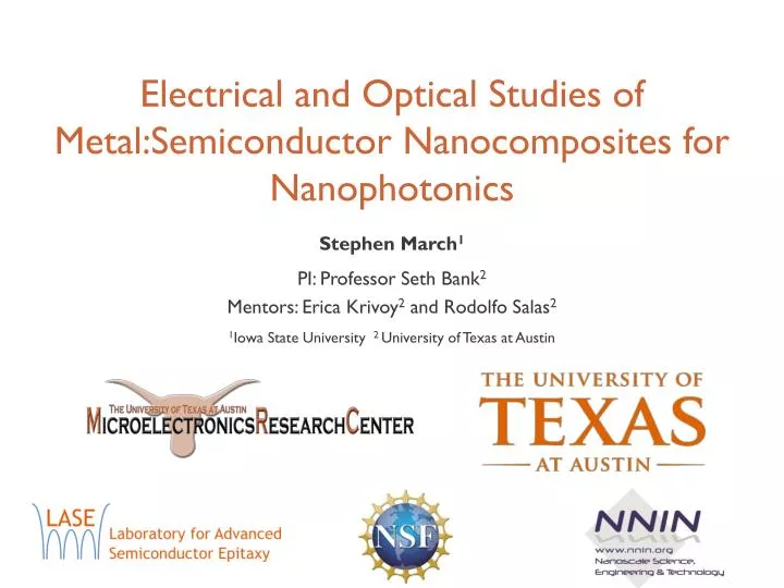 electrical and optical studies of metal semiconductor nanocomposites for nanophotonics