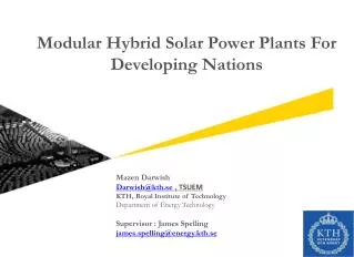 Modular Hybrid Solar Power Plants For Developing Nations