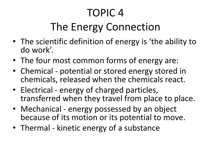 topic 4 the energy connection