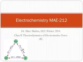 Electrochemistry MAE -212