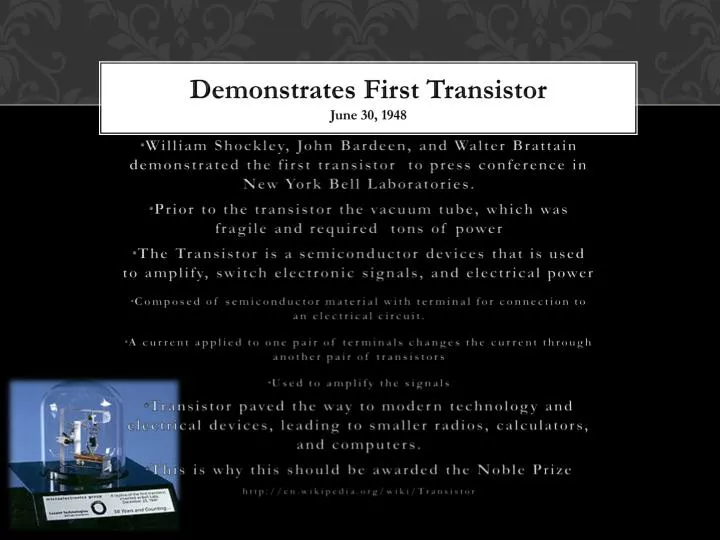 demonstrates first transistor june 30 1948