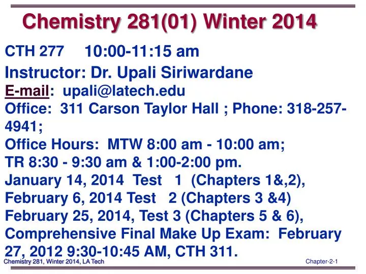 chemistry 281 01 winter 2014