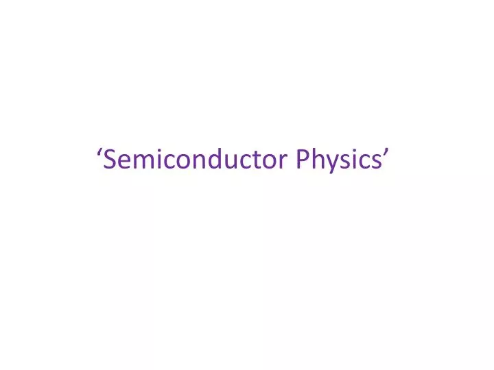 semiconductor physics