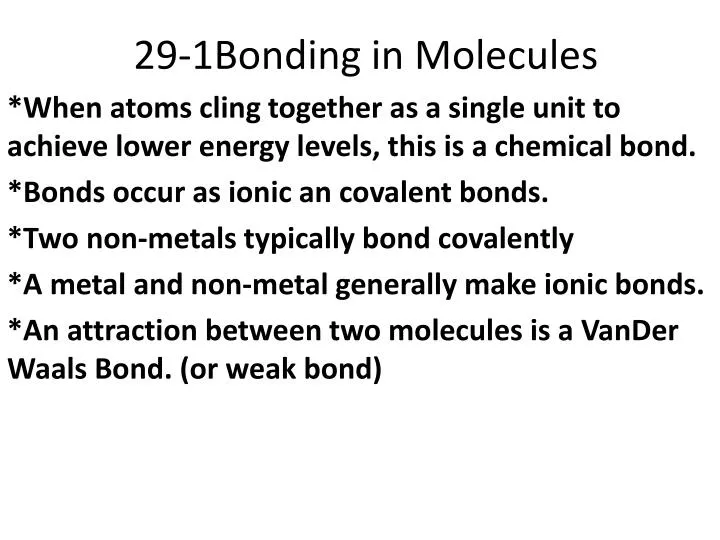 29 1bonding in molecules