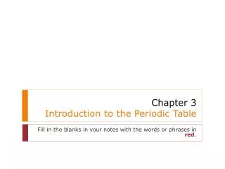 chapter 3 introduction to the periodic table