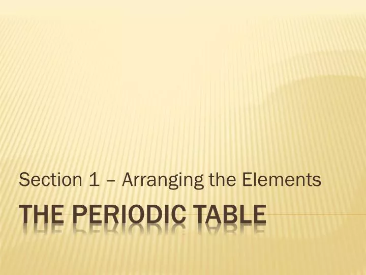 section 1 arranging the elements