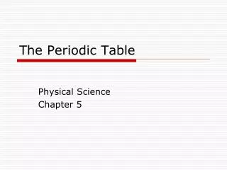 The Periodic Table