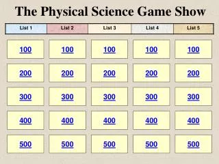 The Physical Science Game Show