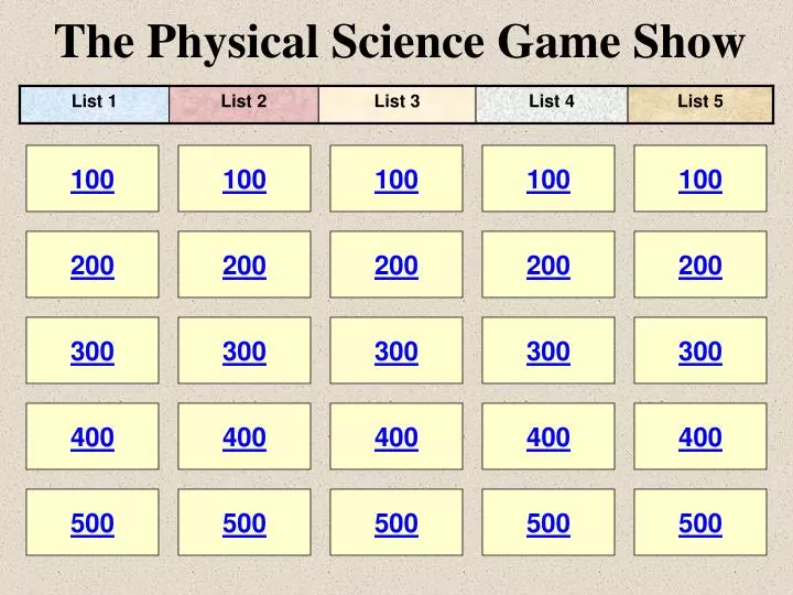 the physical science game show