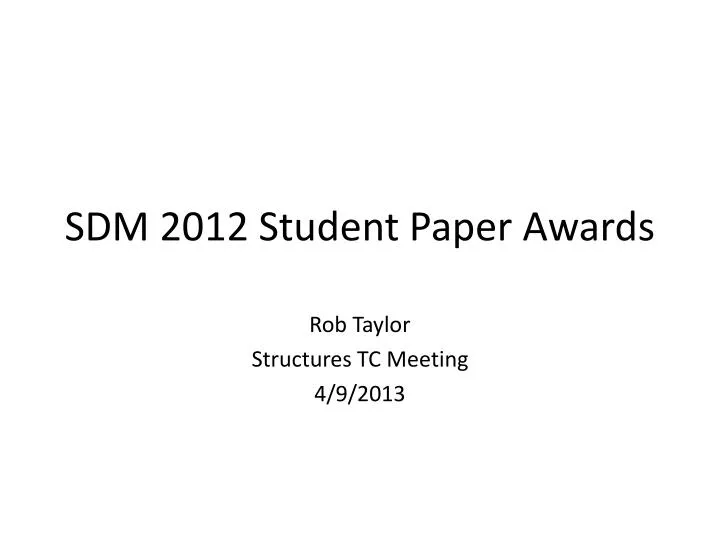 sdm 2012 student paper awards