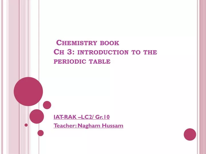 chemistry book ch 3 introduction to the periodic table