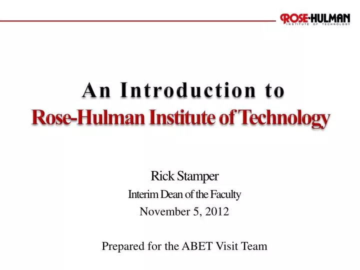 an introduction to rose hulman institute of technology