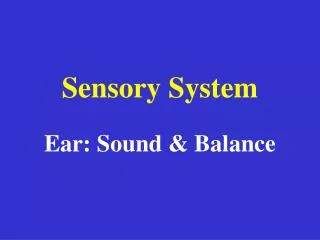 Ear: Sound &amp; Balance