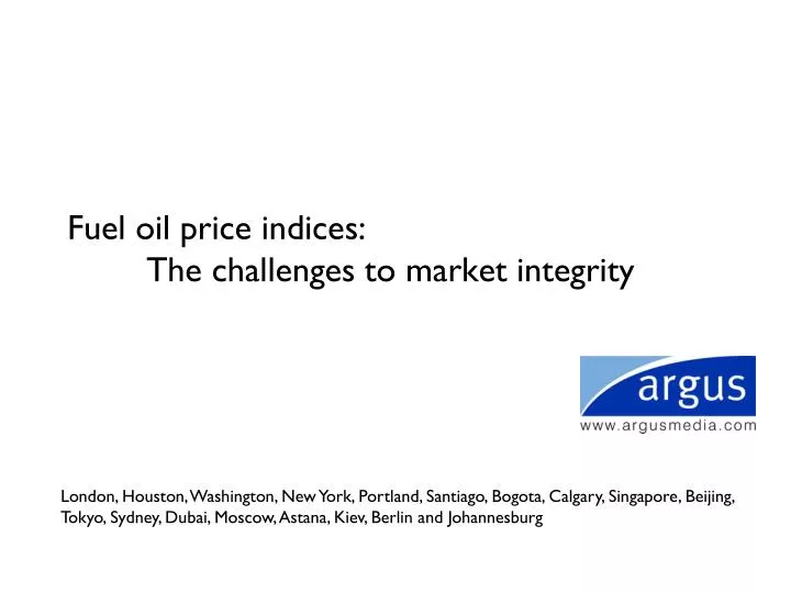 fuel oil price indices the challenges to market integrity
