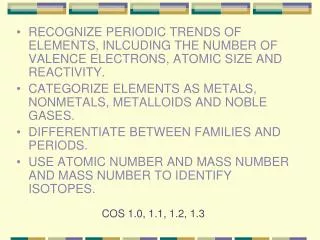 COS 1.0, 1.1, 1.2, 1.3