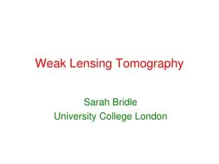Weak Lensing Tomography