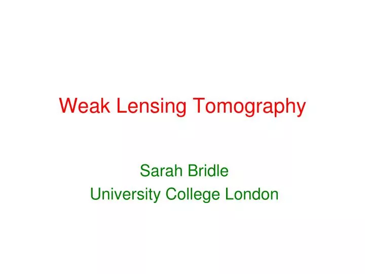 weak lensing tomography