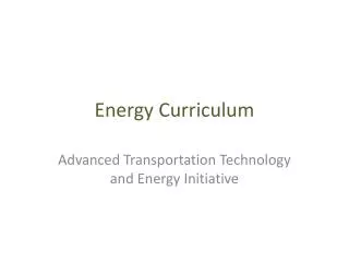 Energy Curriculum