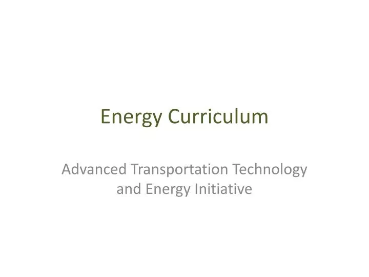 energy curriculum