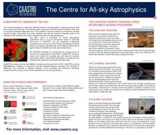 THE CAASTRO TEAM IS PURSUING THREE INTERLINKED SCIENCE PROGRAMS: THE EVOLVING UNIVERSE When did the first galaxies form,