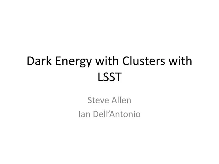 dark energy with clusters with lsst