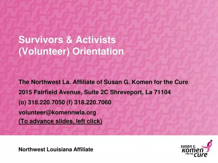 survivors activists volunteer orientation