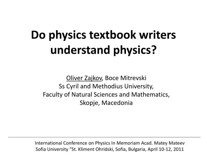 do physics textbook writers understand physics