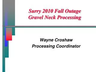 Surry 2010 Fall Outage Gravel Neck Processing