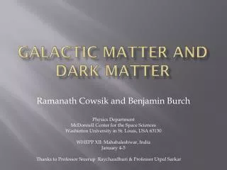 Galactic Matter and Dark Matter