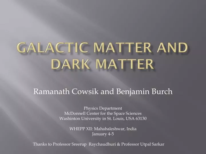 galactic matter and dark matter
