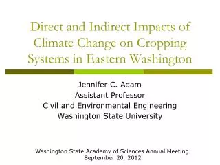 Direct and Indirect Impacts of Climate Change on Cropping Systems in Eastern Washington