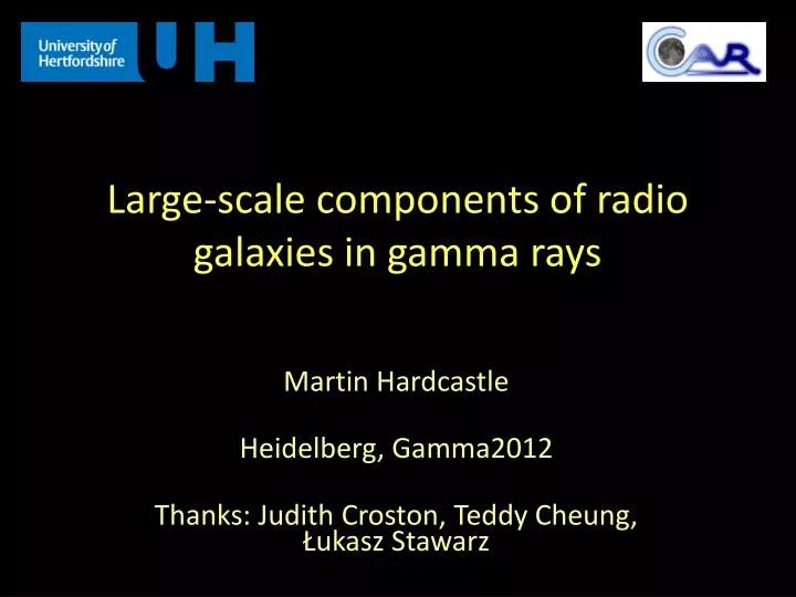 large scale components of radio galaxies in gamma rays