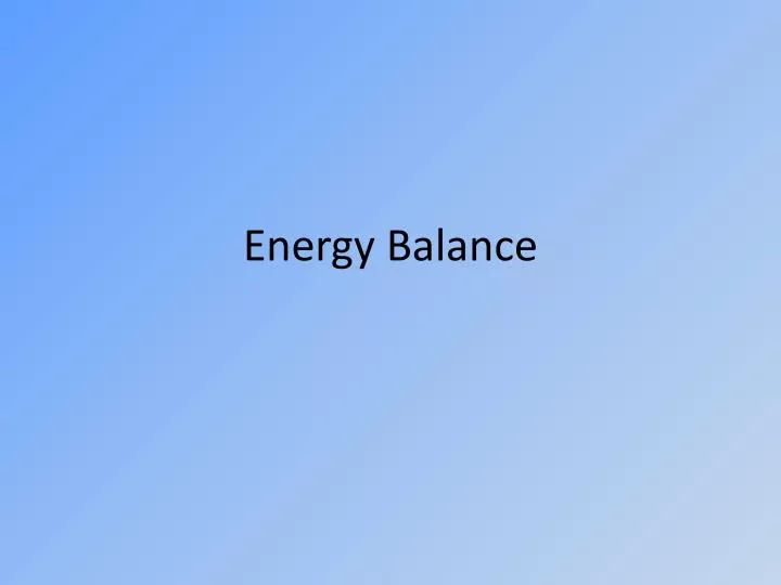 energy balance