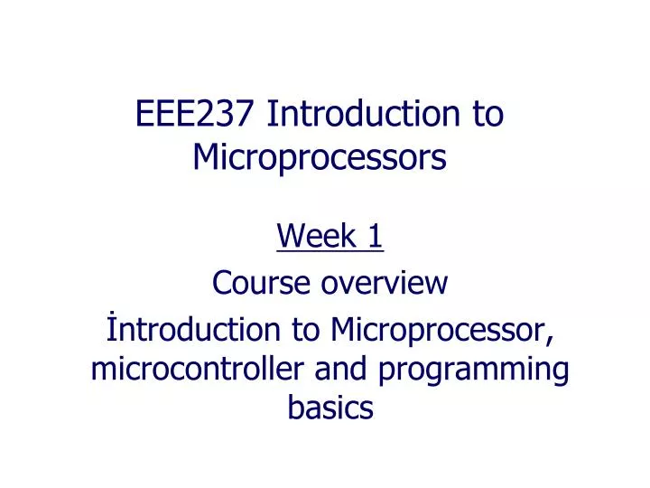 eee237 introduction to microprocessors