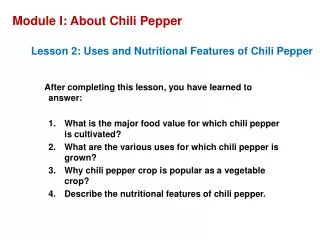 Module I: About Chili Pepper